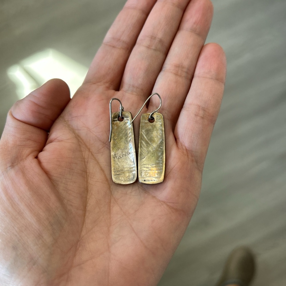 Sterling Silver Artisan Geometric Earrings - Picture 3 of 6
